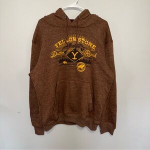 Yellowstone Dutton Ranch Hoodie Size Medium Brown Graphic Sweatshirt